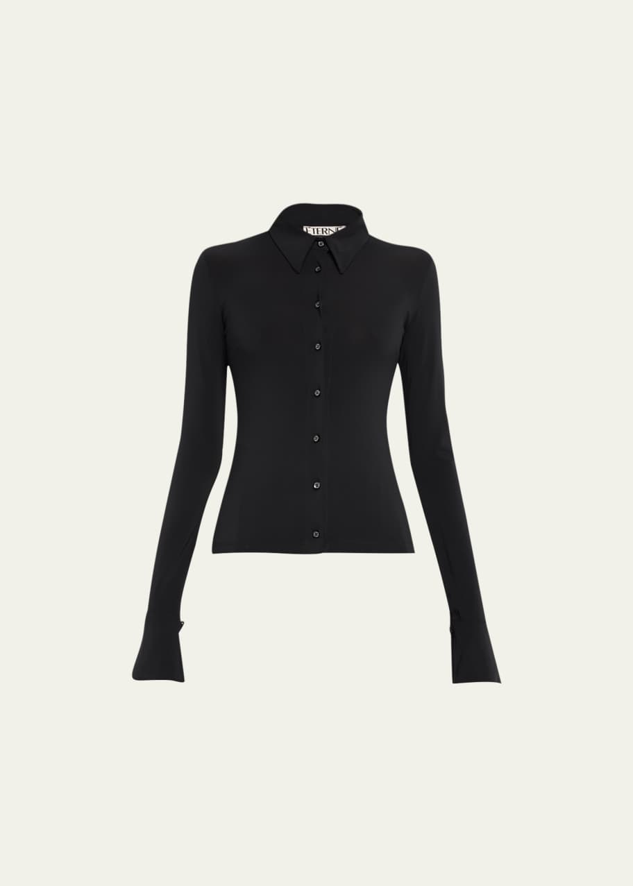 Image 1 of 1: Charlie Slim Stretch Button-Front Top