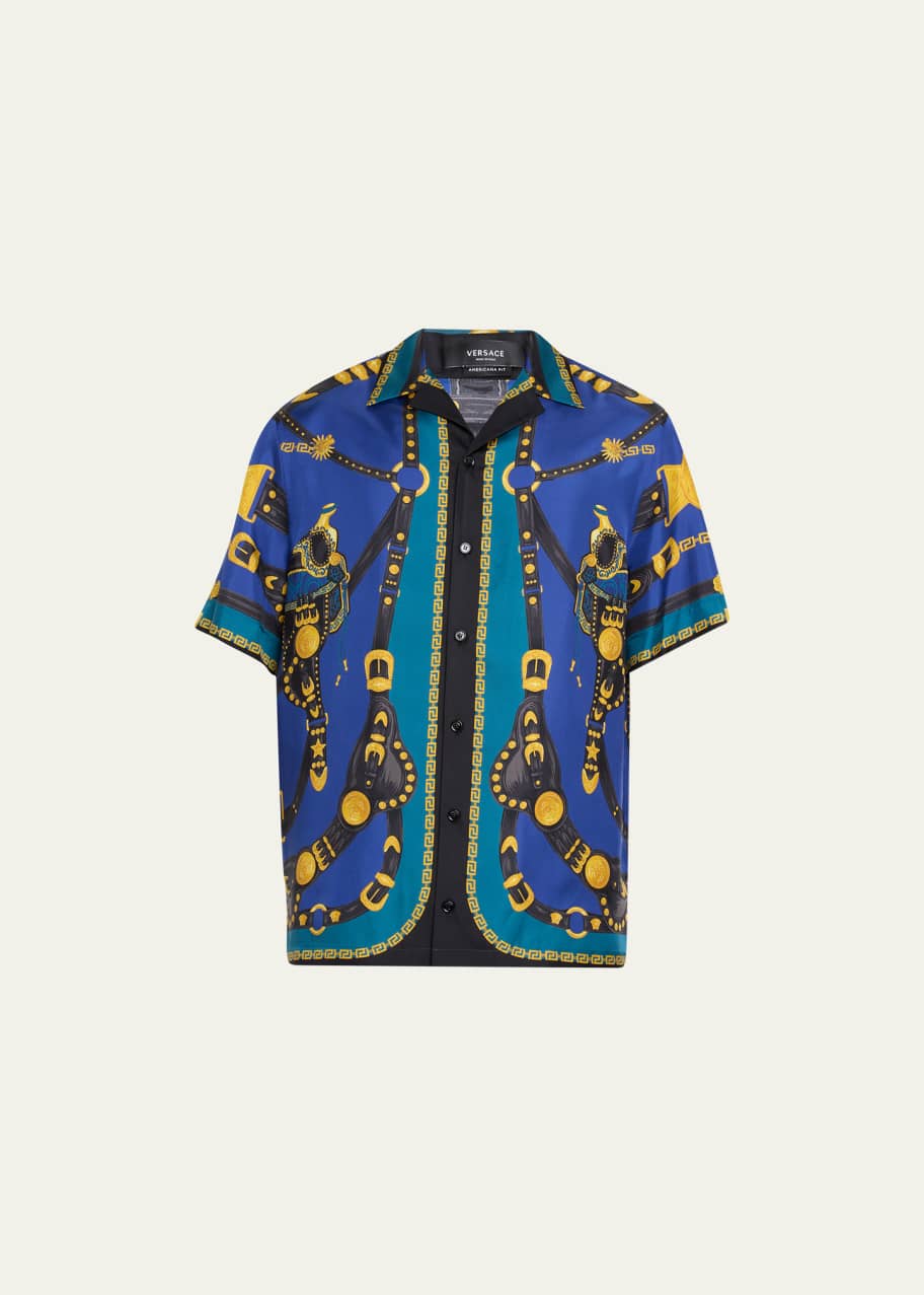 Versace Men's Medusa Harness Silk Camp Shirt - Bergdorf Goodman
