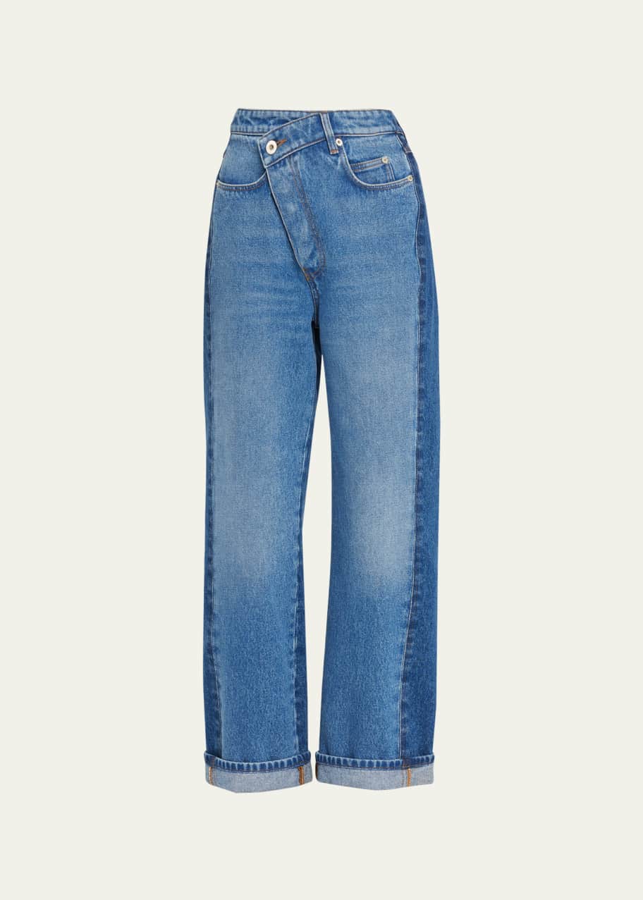 Loewe Asymmetric Button Trompe L'Oeil Jeans - Bergdorf Goodman