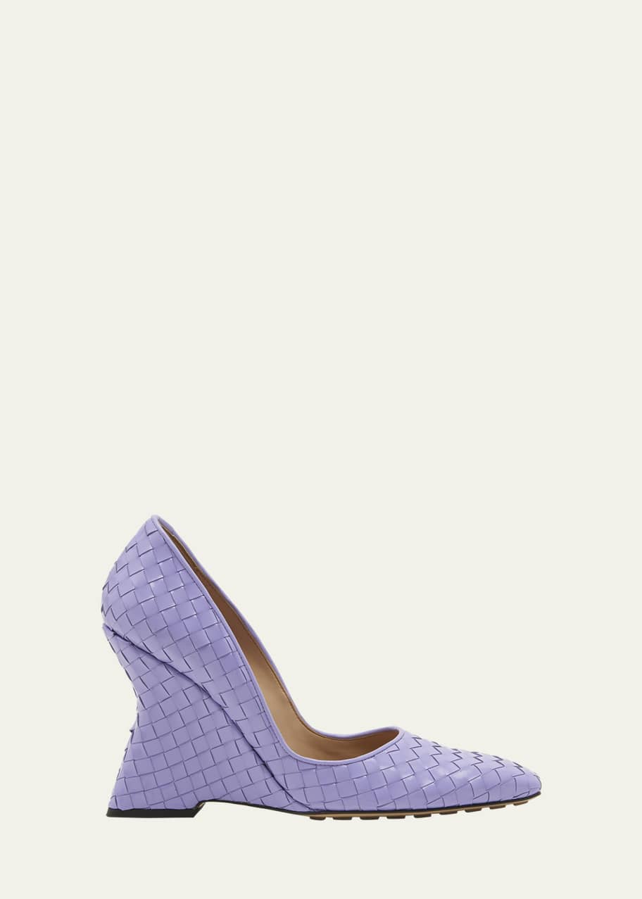 Image 1 of 1: Comet Intrecciato Leather Wedge Pumps
