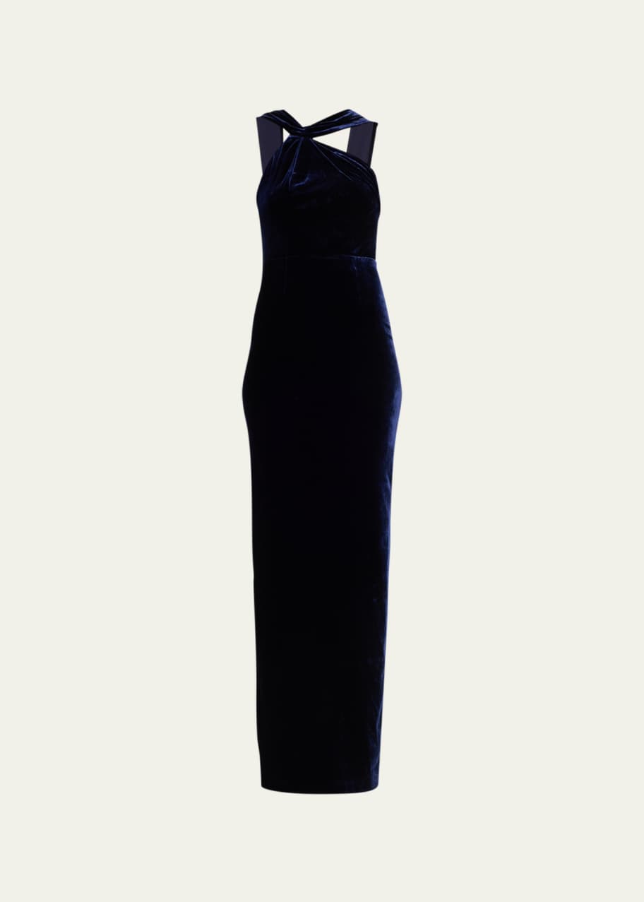 roland mouret asymmetric dress Asymmetrical Neckline Crepe Midi Dress Navy – Roland Mouret main image 0