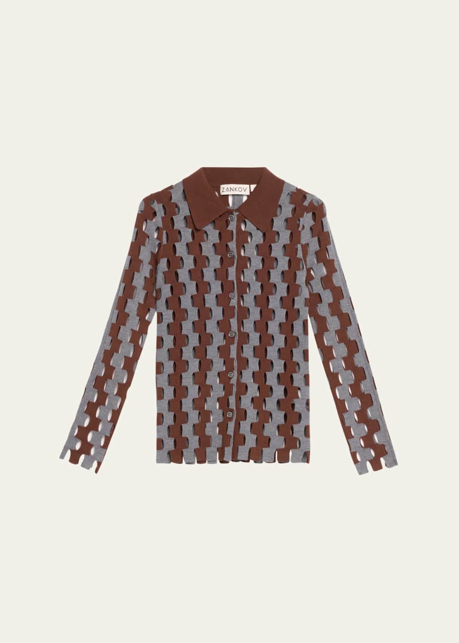 Image 1 of 1: Annika Abstract Wool Jacket