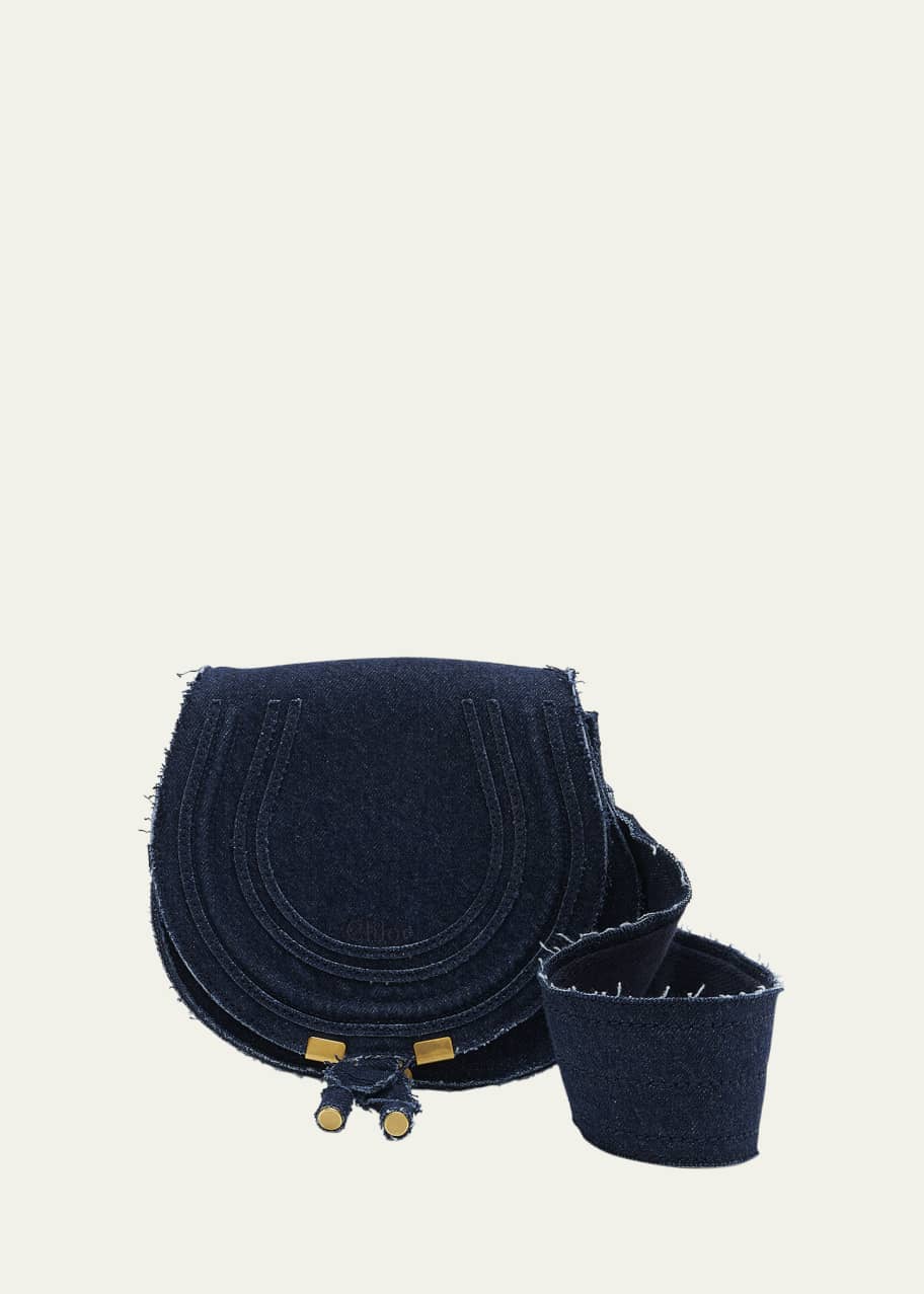 Chloe Marcie Small Denim Saddle Crossbody Bag - Bergdorf Goodman