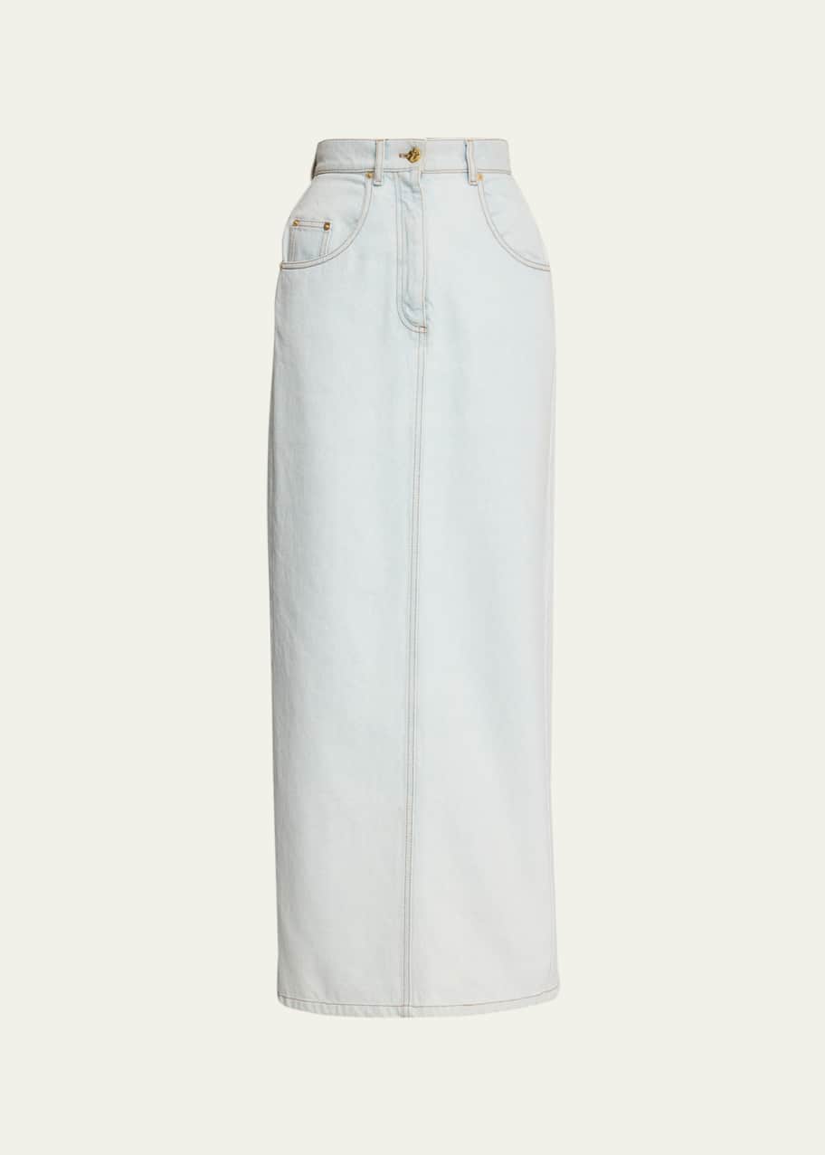 スカート NINA RICCI LONG DENIM SKIRT WITH SLIT Nina Ricci Maxi Denim Skirt with Slit - Bergdorf Goodman