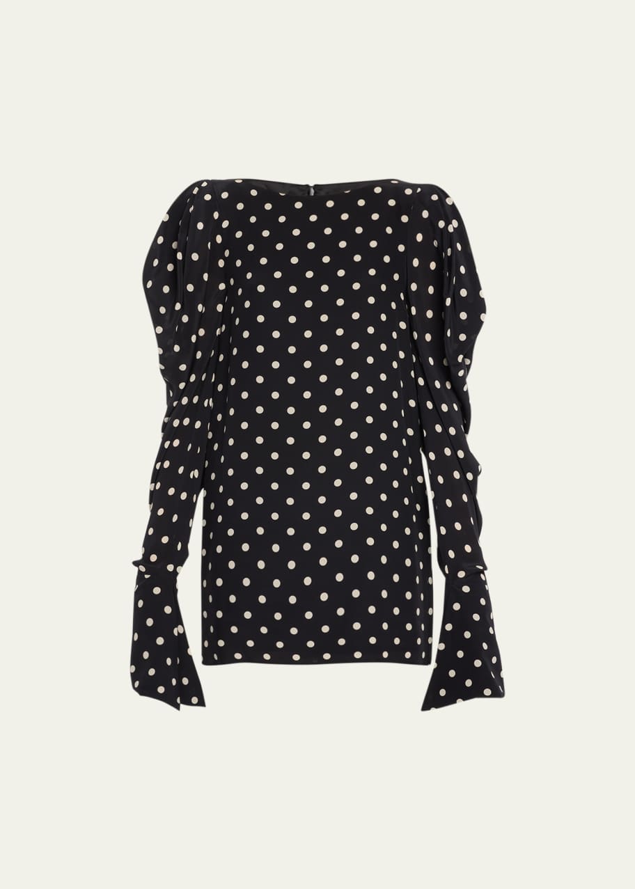 Nina Ricci Polka Dot-Print Puff Sleeve Mini Dress - Bergdorf Goodman