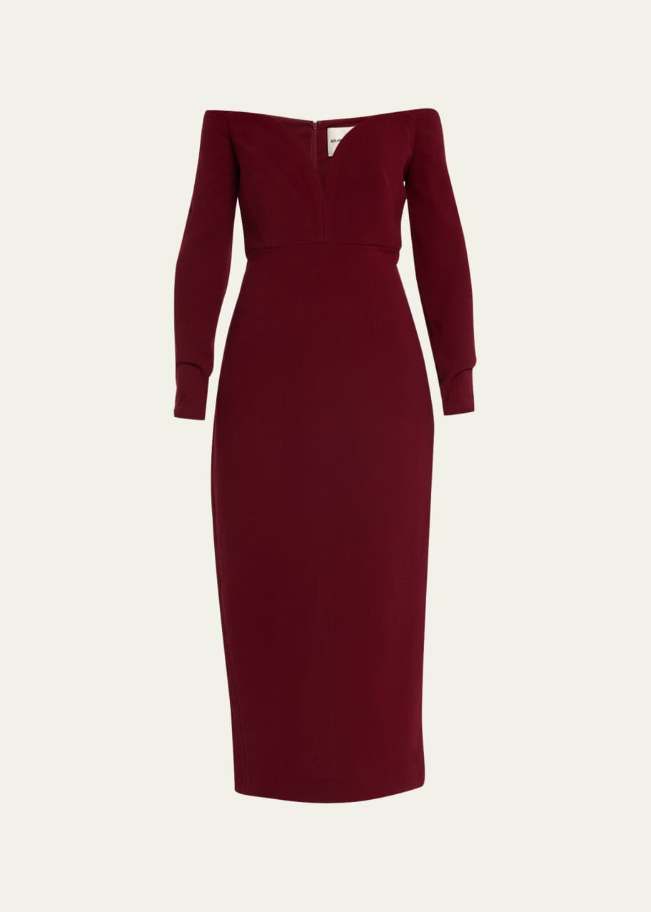 Roland Mouret Off-Shoulder Crepe Midi Dress - Bergdorf Goodman