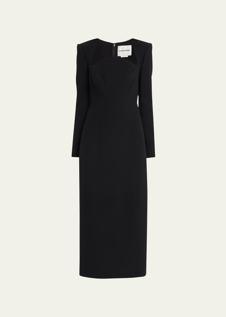 Roland Mouret Curved-Neck Wool Crepe Midi Dress Bergdorf Goodman
