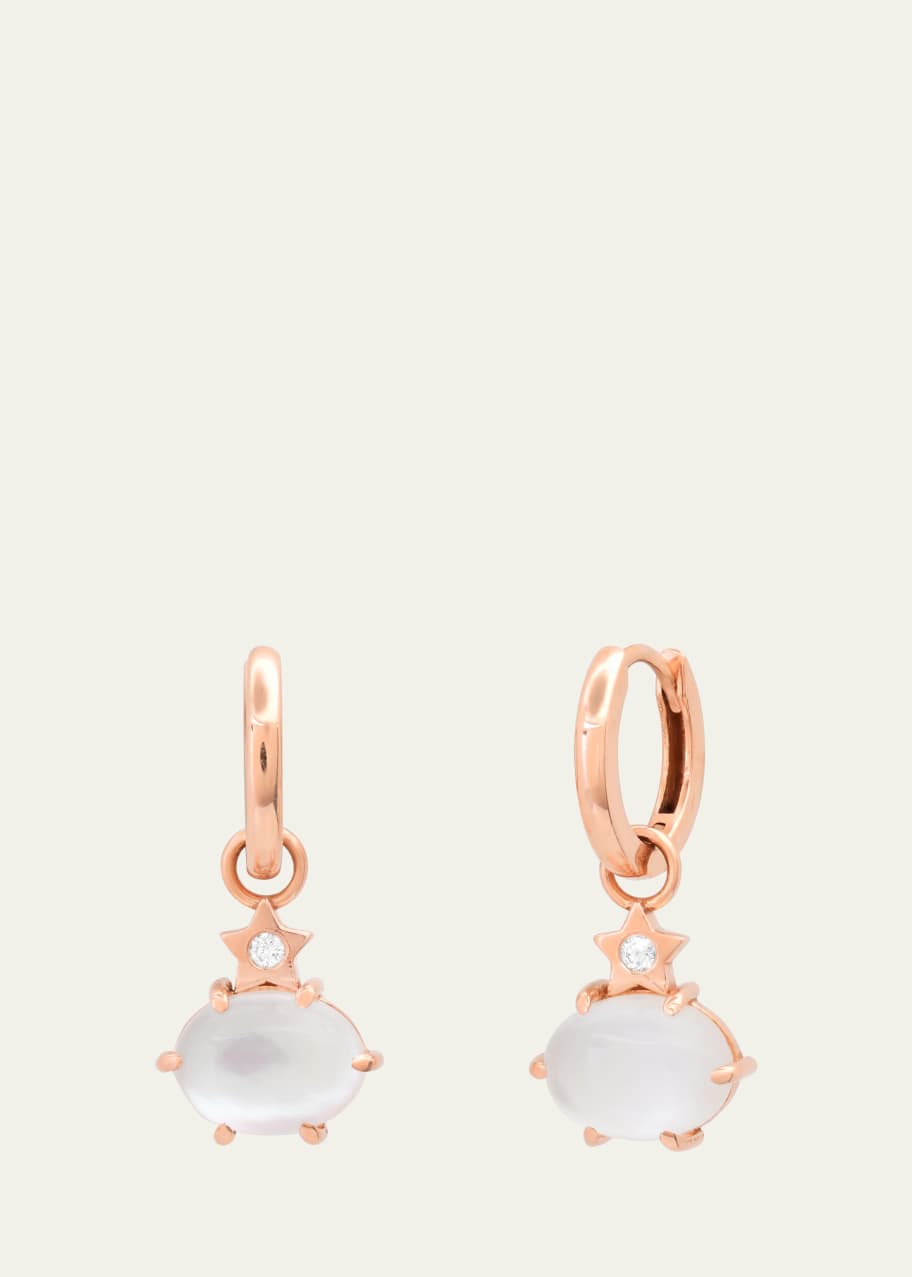 Image 1 of 1: Mini Cosmo Moonstone Drop Hoop Earrings