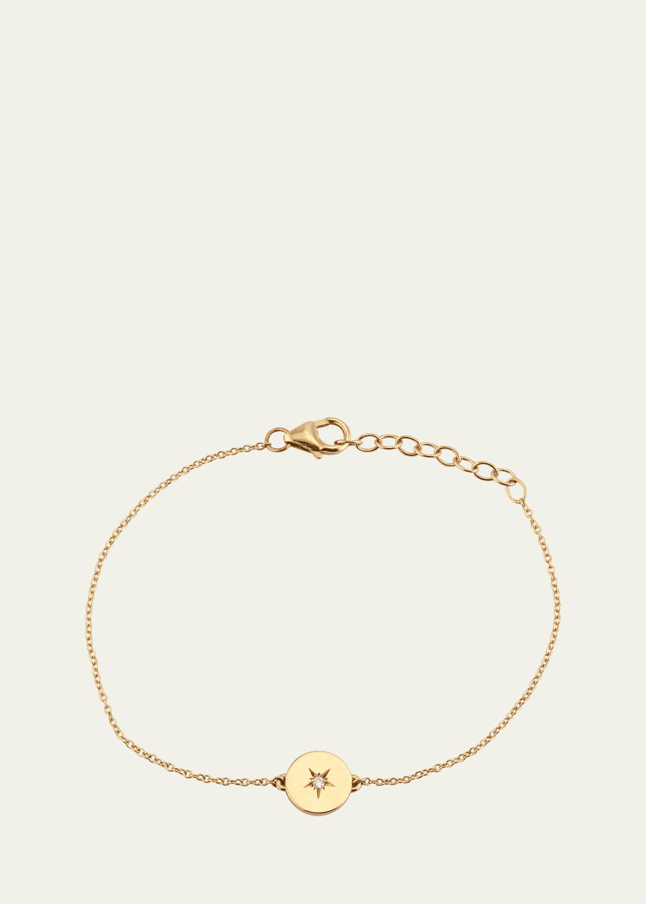 Image 1 of 1: 14K Yellow Gold Mini Moon Phase Diamond Crescent Charm Bracelet