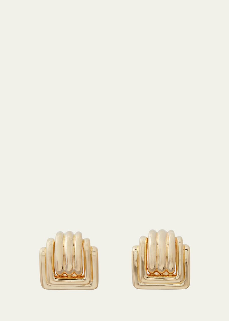 Image 1 of 1: 18K Yellow Gold Square Clip On Earrings