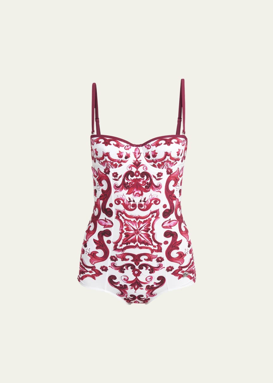 Dolce&Gabbana Majolica-Print Underwire One-Piece Swimsuit