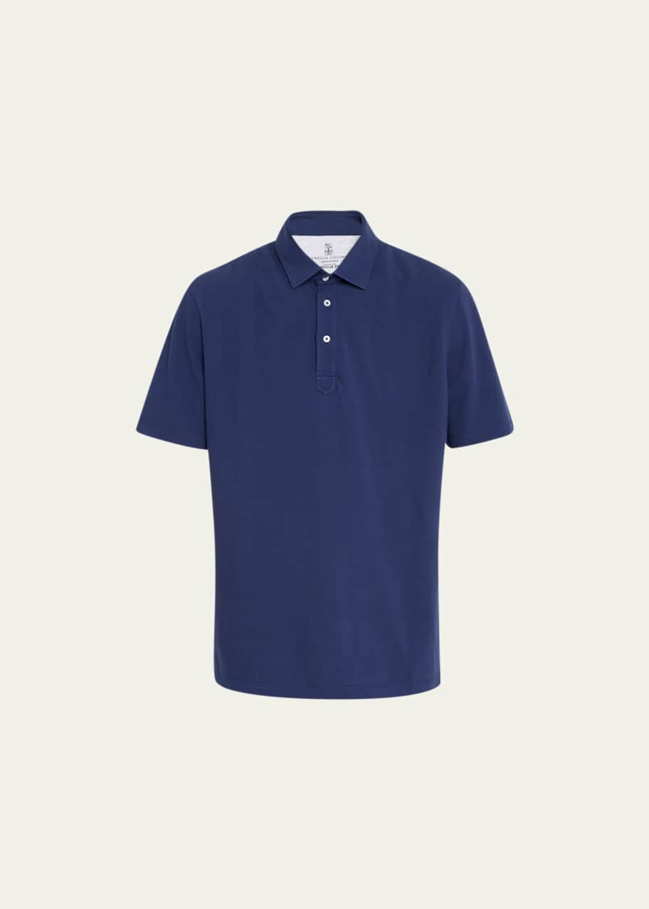 ポロシャツ BRUNELLO CUCINELLI Men Polo shirt Blue M2300295 CW425 Brunello Cucinelli Men's Cotton Pique Polo Shirt - Bergdorf