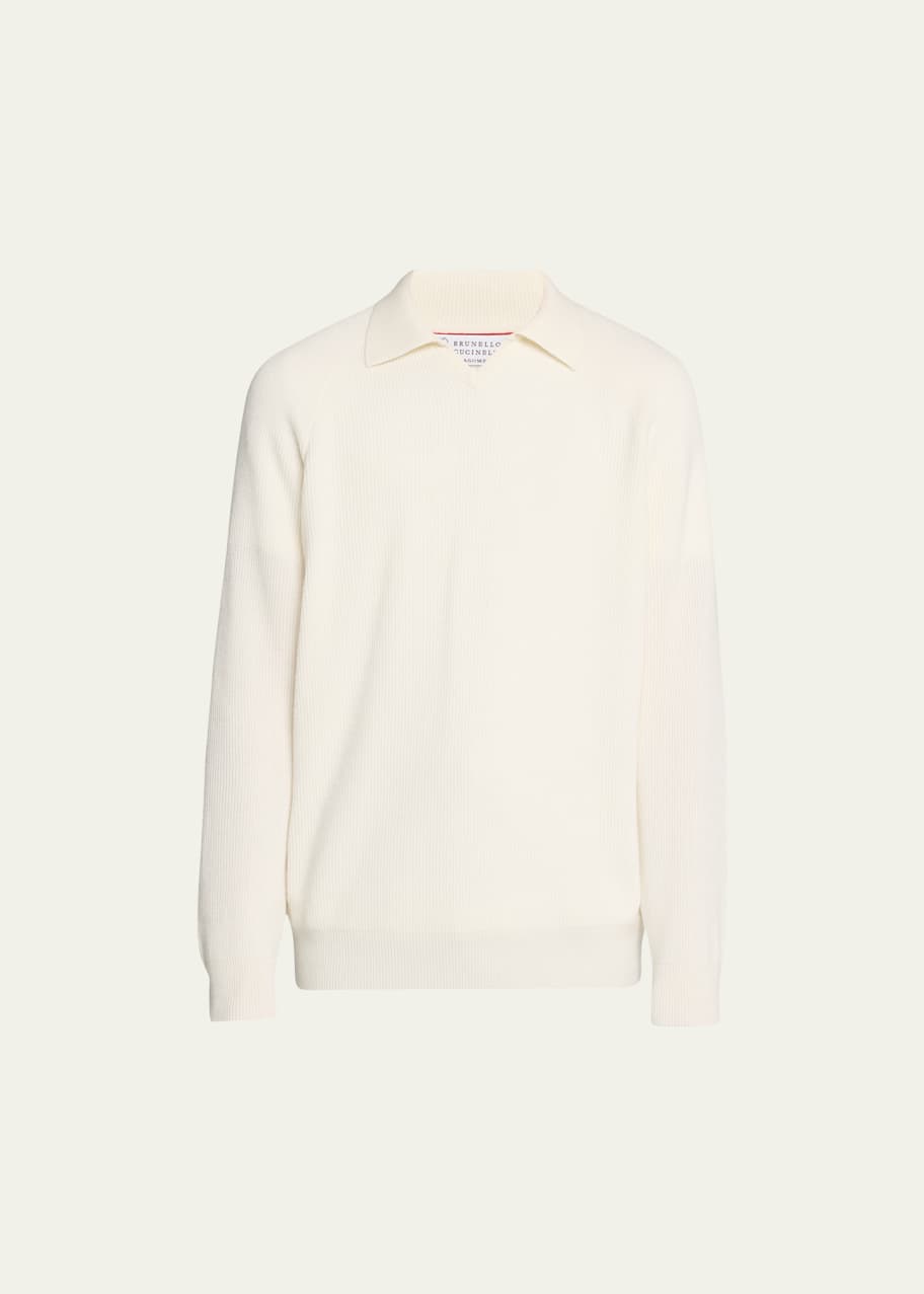 Brunello Cucinelli Men's Cashmere Johnny Collar Polo Sweater Bergdorf