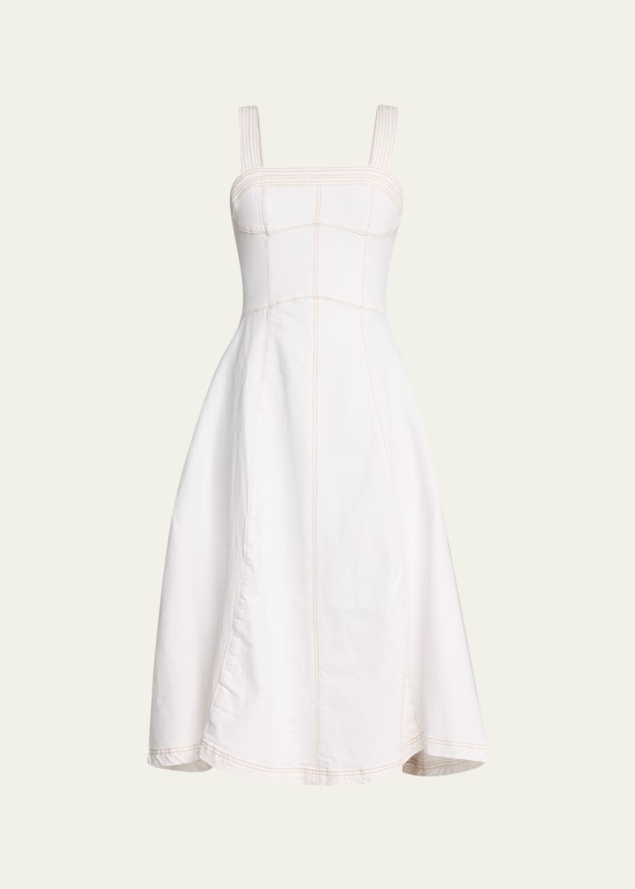 knee length dresses for ladies BANDEAU RUFFLES MIDI DRESS IN GREEN- OH CICI main image 0