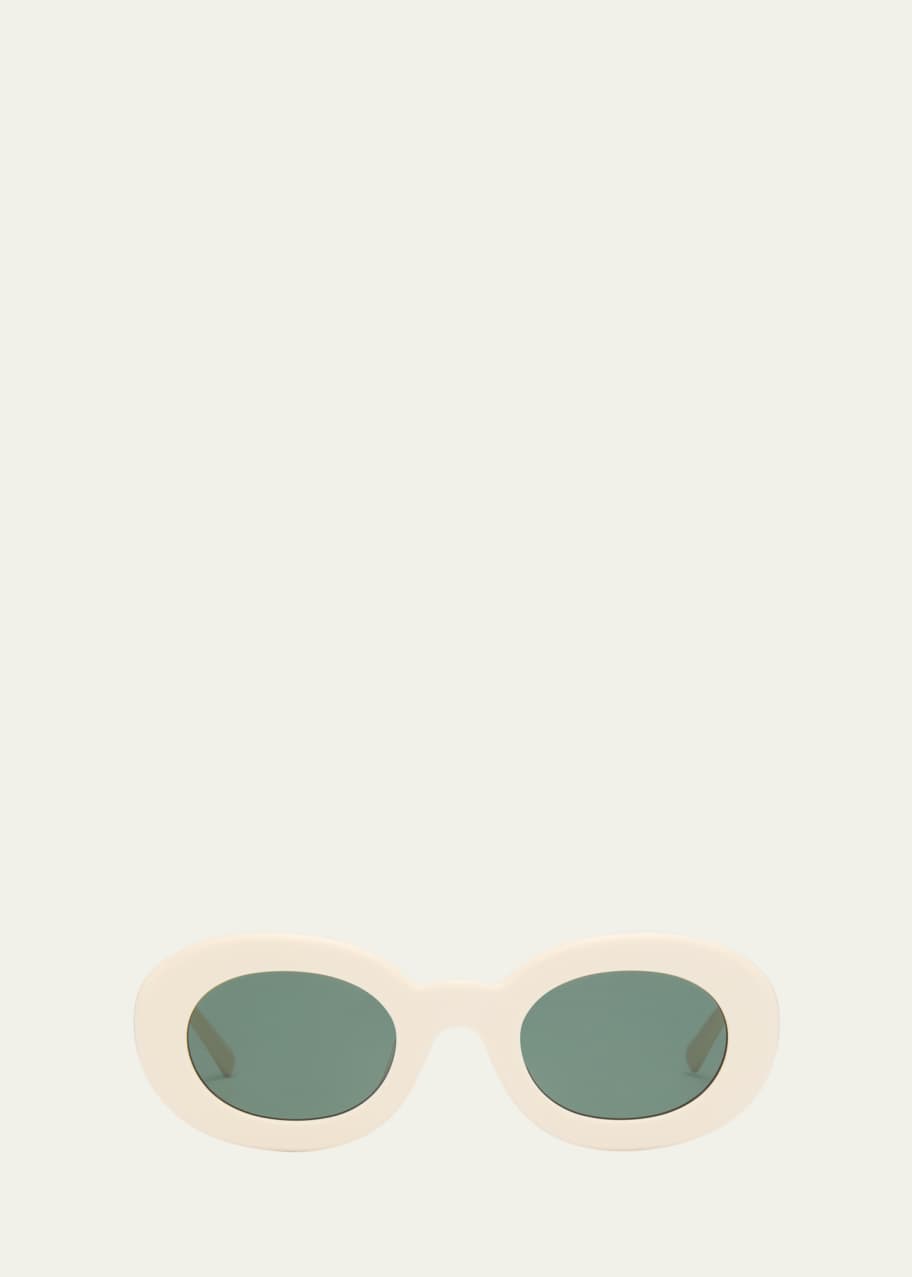 Image 1 of 1: Les Lunettes Pralu Acetate & Metal Alloy Oval Sunglasses