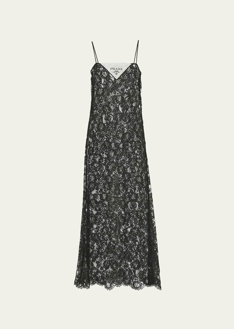 Prada Two-Tone Lace Midi Dress - Bergdorf Goodman