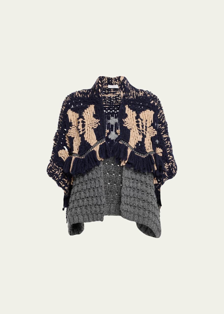 Brunello Cucinelli Cashmere Opera Cardigan with Intarsia Macrame