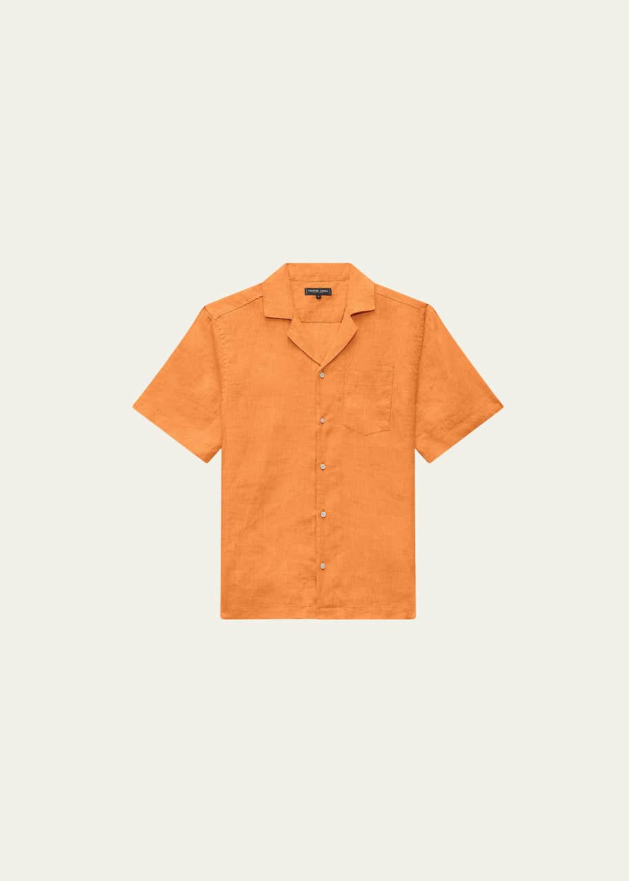 Image 1 of 1: Men's Angelo Solid Linen Camp Shirt