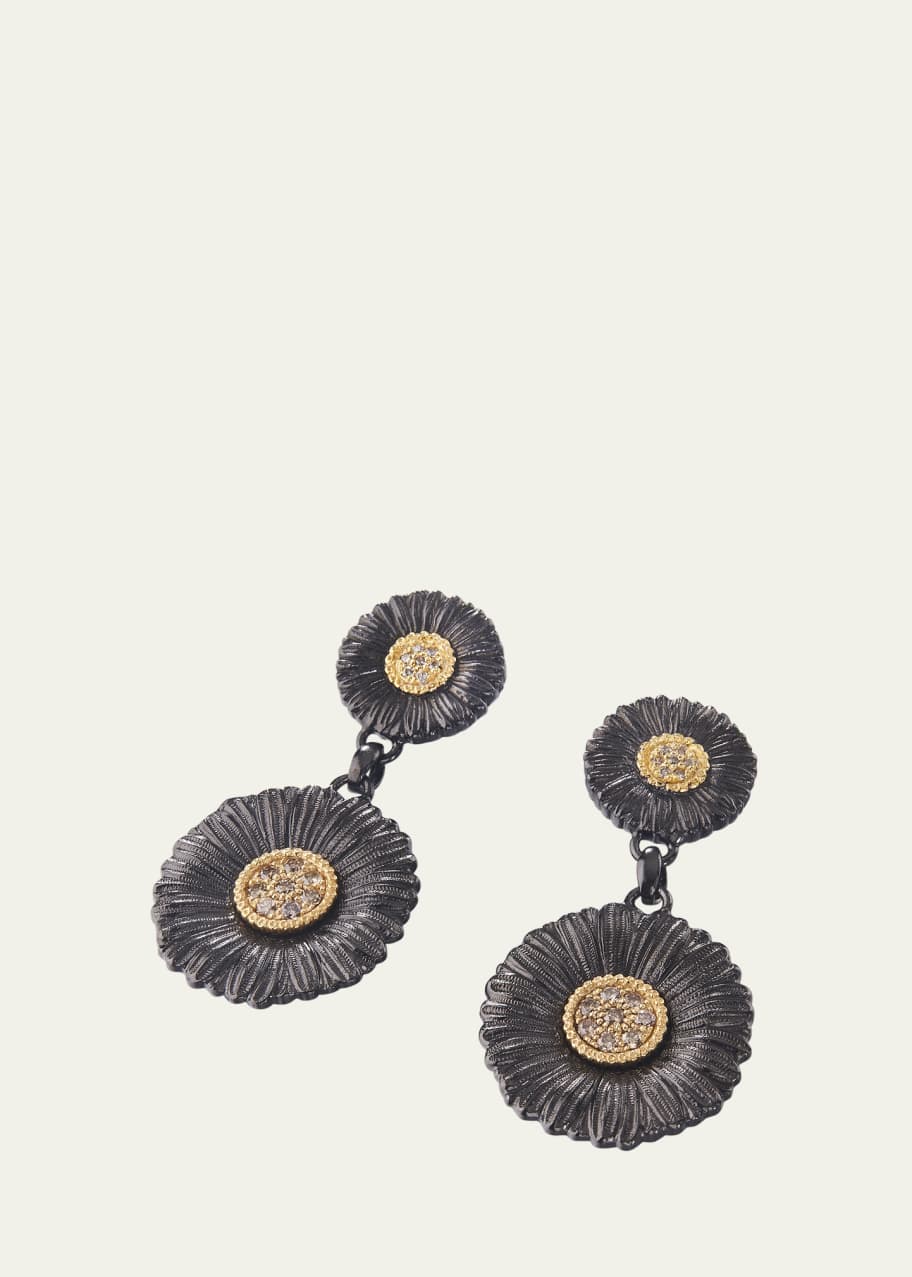 Image 1 of 1: Blossoms Daisy Burnished Sterling Silver and 18K Yellow Gold Diamond Pendant Earrings