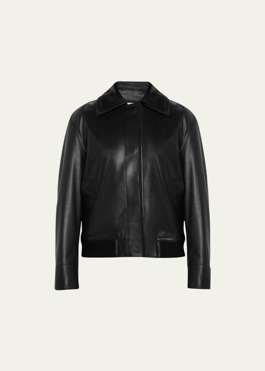 Vince leather 2025 bomber jacket