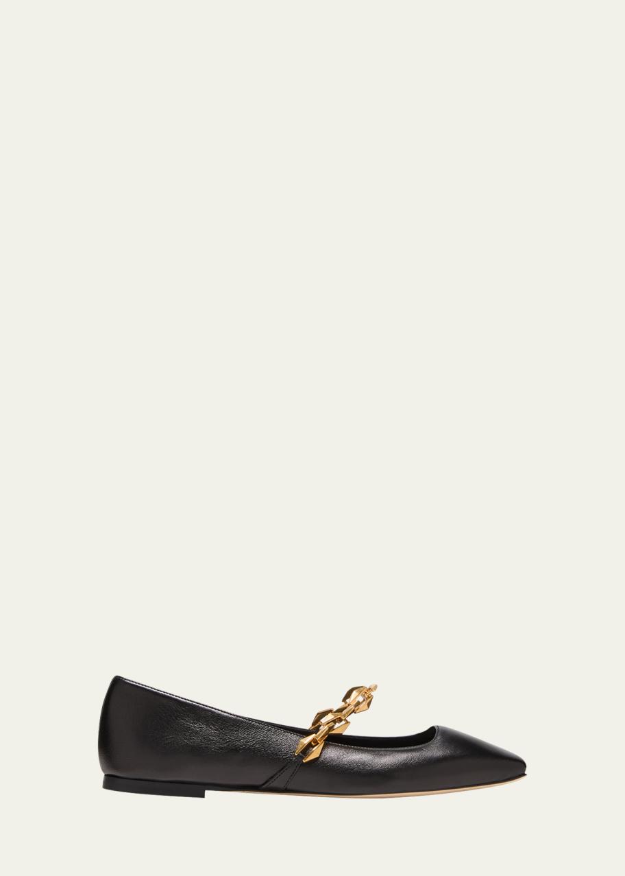 【JIMMY CHOO】チェーン付きDiamond Tilda Flat Jimmy Choo Diamond Tilda Chain Ballerina Flats - Bergdorf Goodman