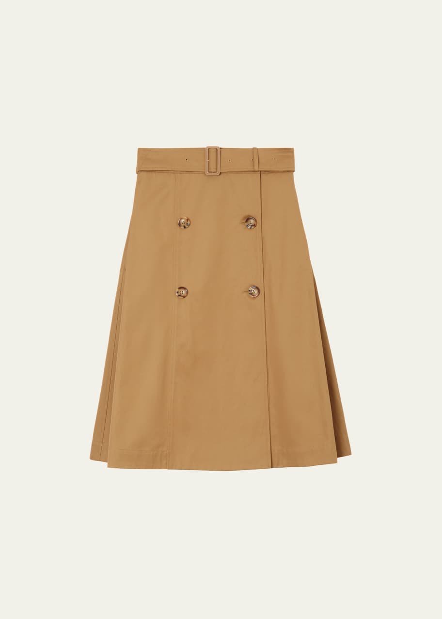 Baleigh Button Front Belted Midi Skirt