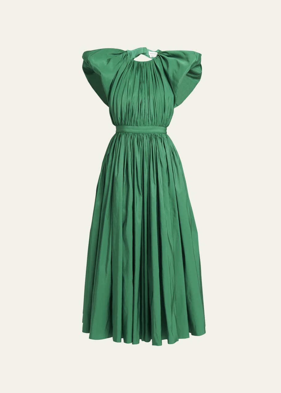 midi satin slip dress with spaghetti straps SLIP DRESS
