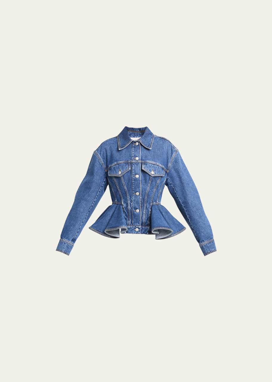 Flared Peplum Denim Jacket