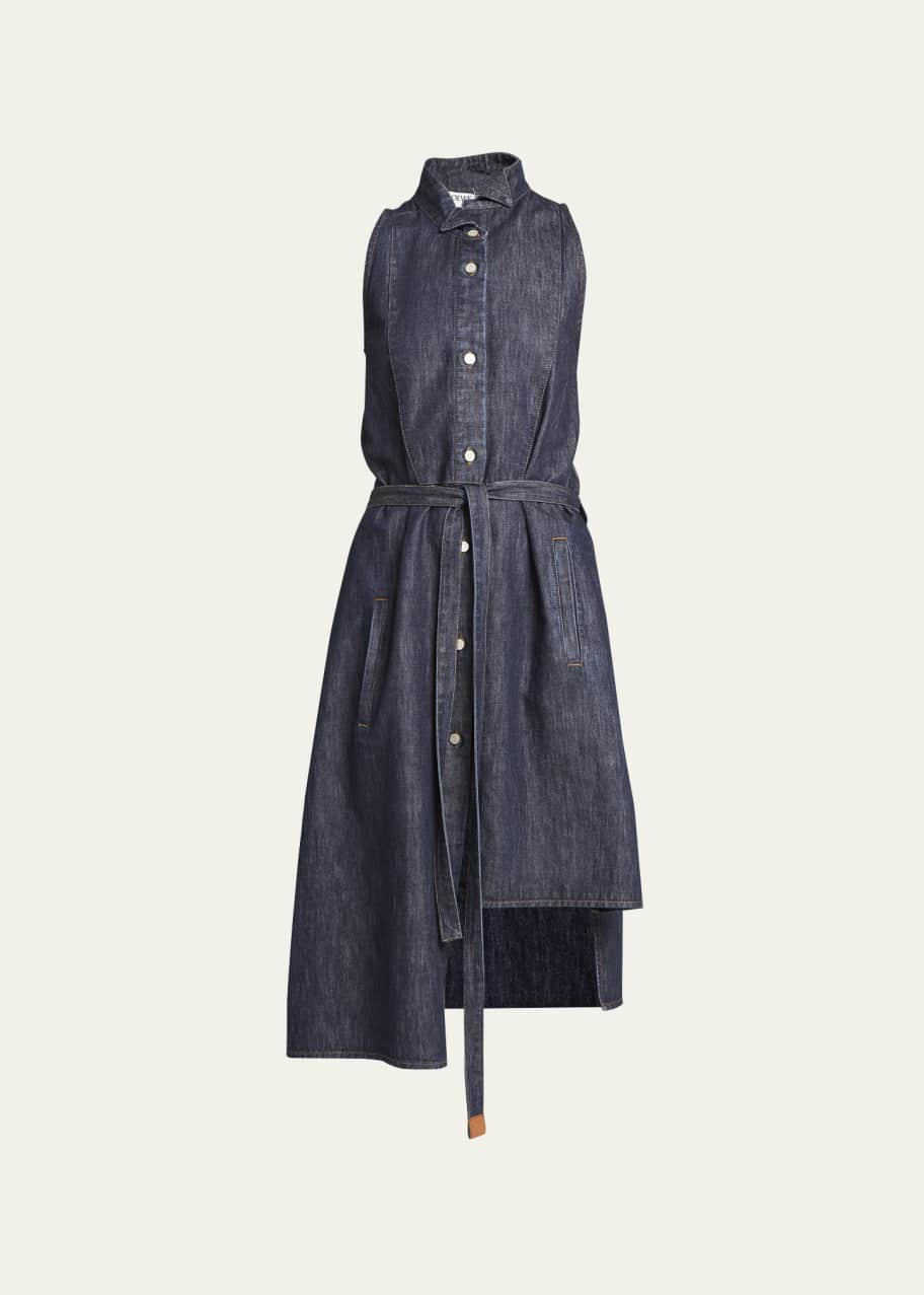 asymmetrical denim shirt dress self-portrait - Denim Asymmetric Shirt
