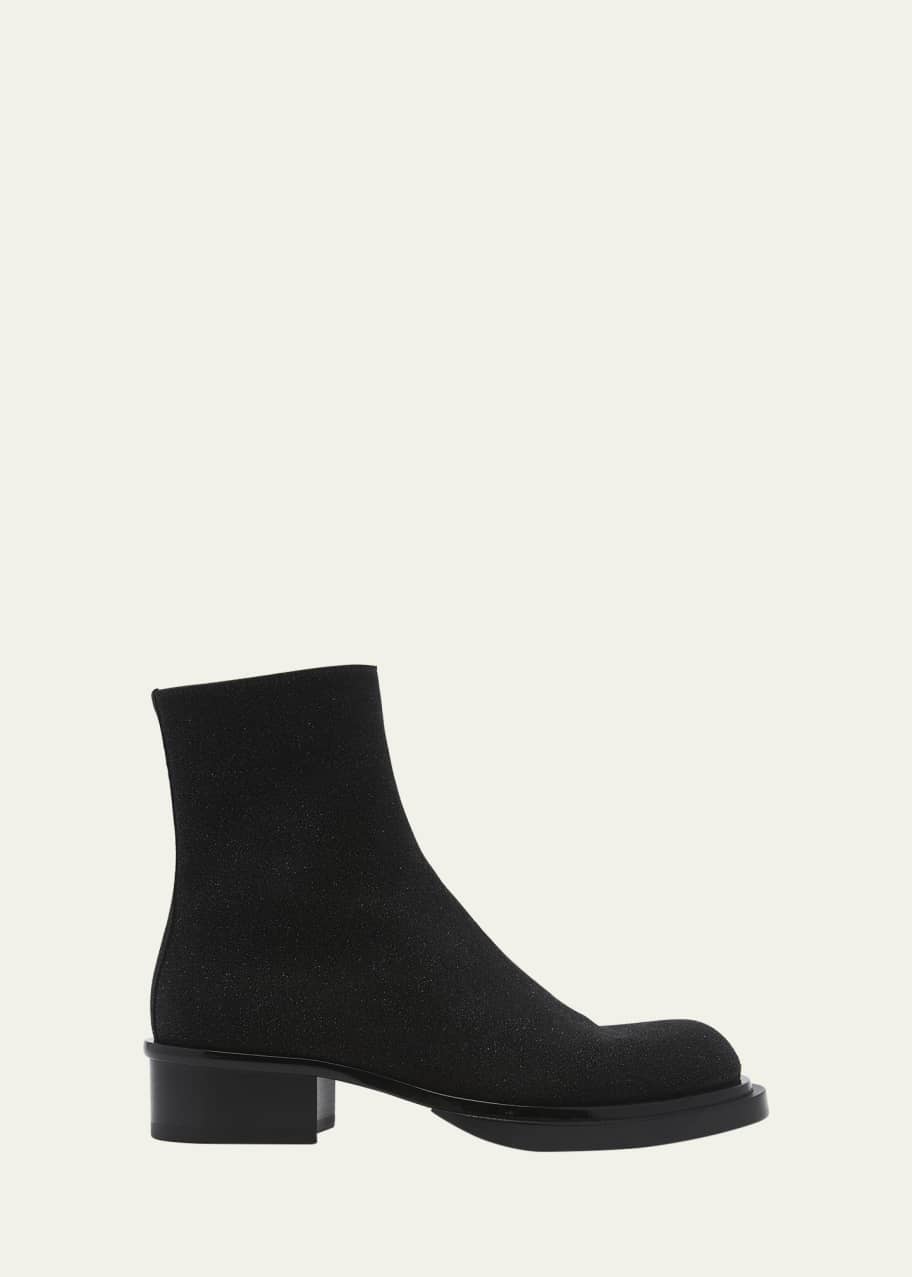 Alexander McQueen Men s Cuban Stack Glitter Leather Ankle Boots