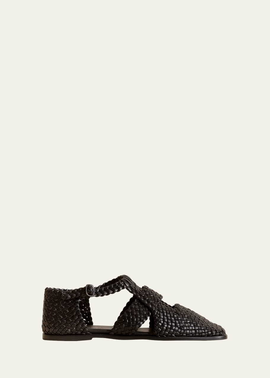 HEREU Serra Woven Leather Ankle Strap Loafers Bergdorf Goodman