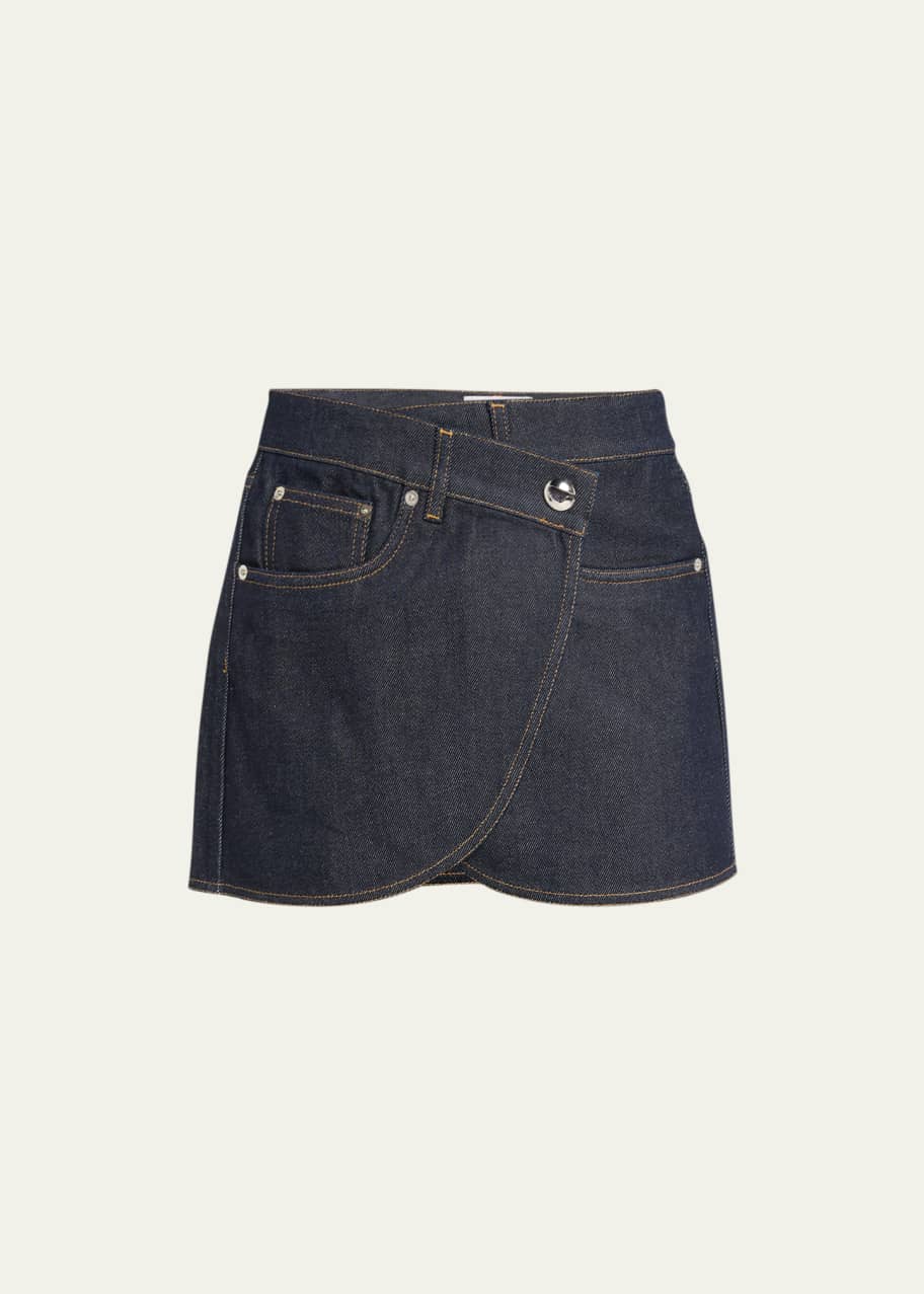 Coperni Crossover Denim Mini Skirt - Bergdorf Goodman