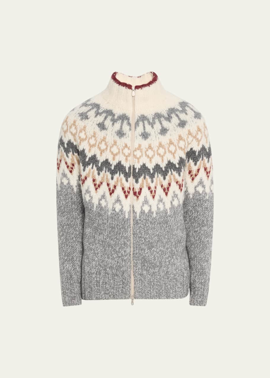 Brunello Cucinelli Men's Opera Cashmere Knit Full-Zip Sweater