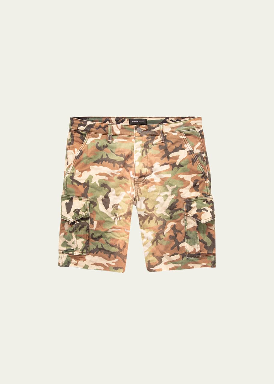 Purple camo cargo shorts top