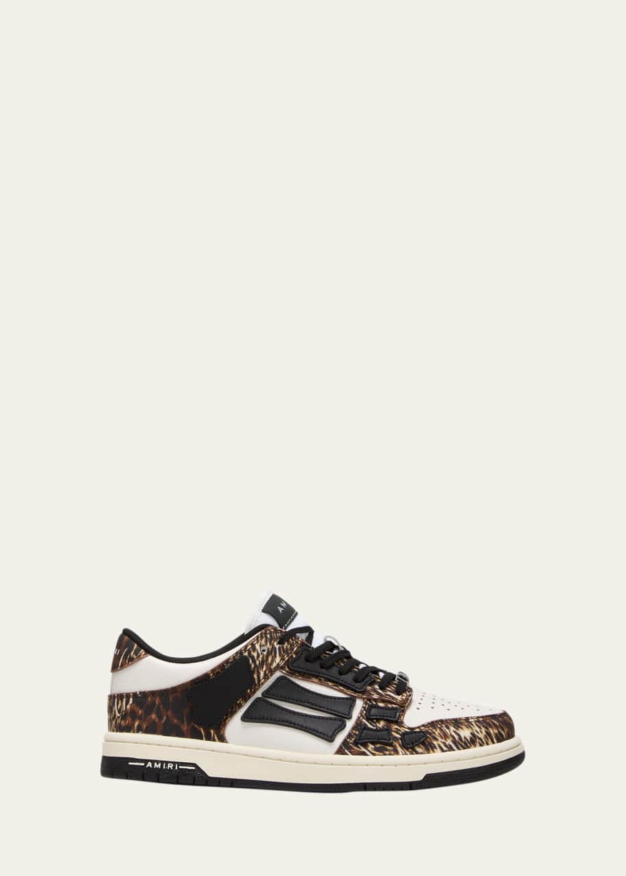 Image 1 of 1: Skel Animal-Print Leather Low-Top Sneakers