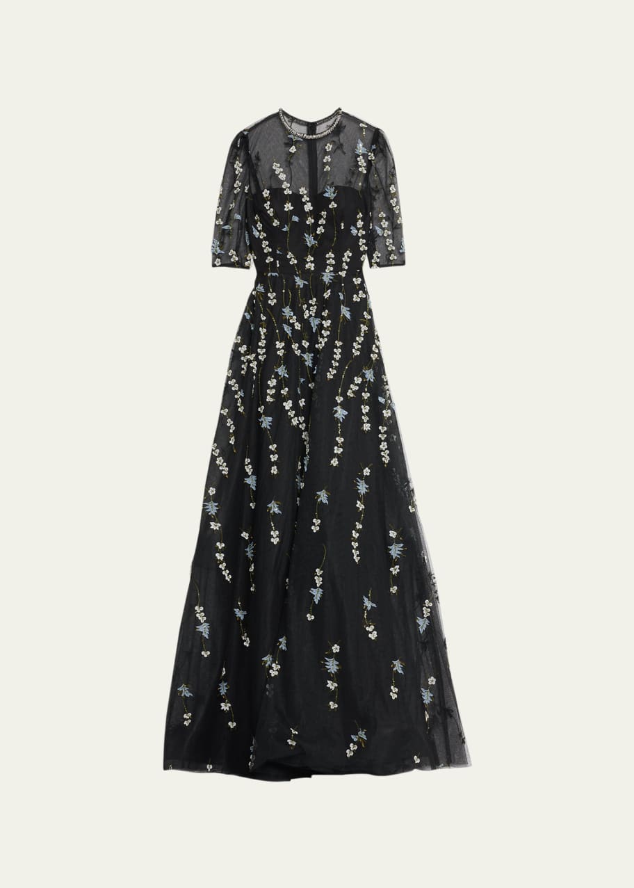 Rickie freeman shop floral appliqué gown