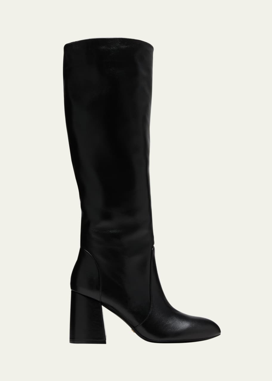 Off-White knee-length leather boots - Black