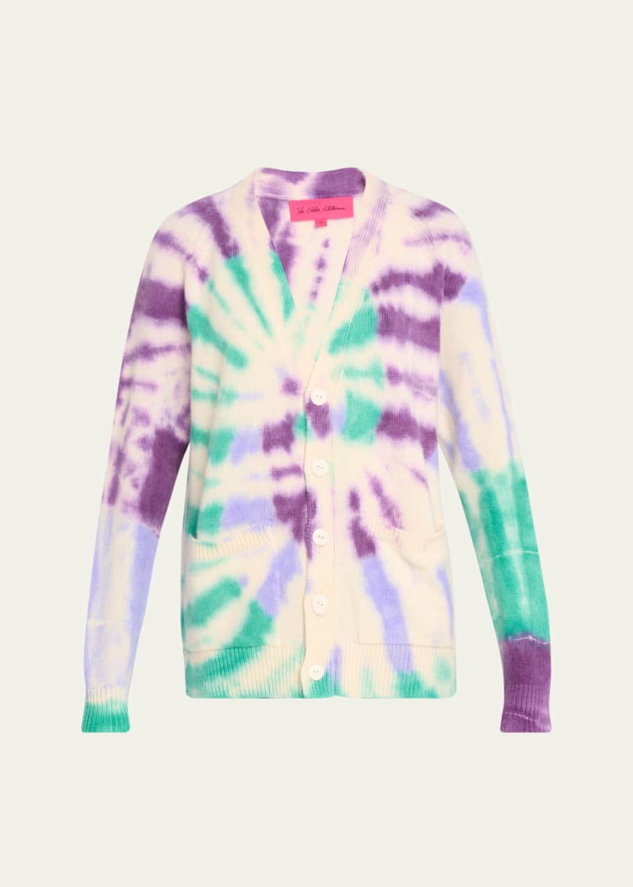 The Elder Statesman Swirl Tie-Dye Wool-Cashmere Cardigan