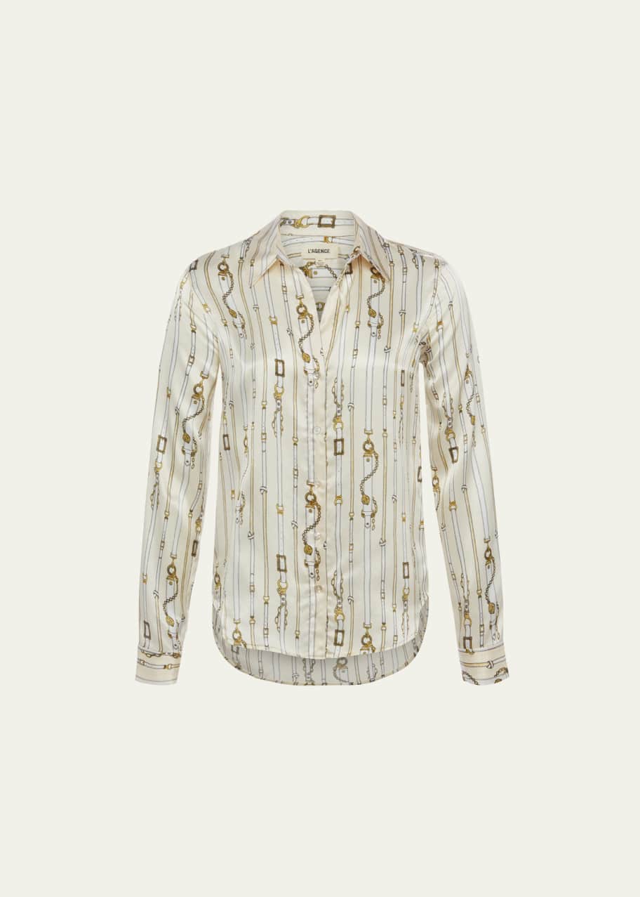 L'Agence Tyler Printed Silk Charmeuse Button-Front Blouse - Bergdorf ...
