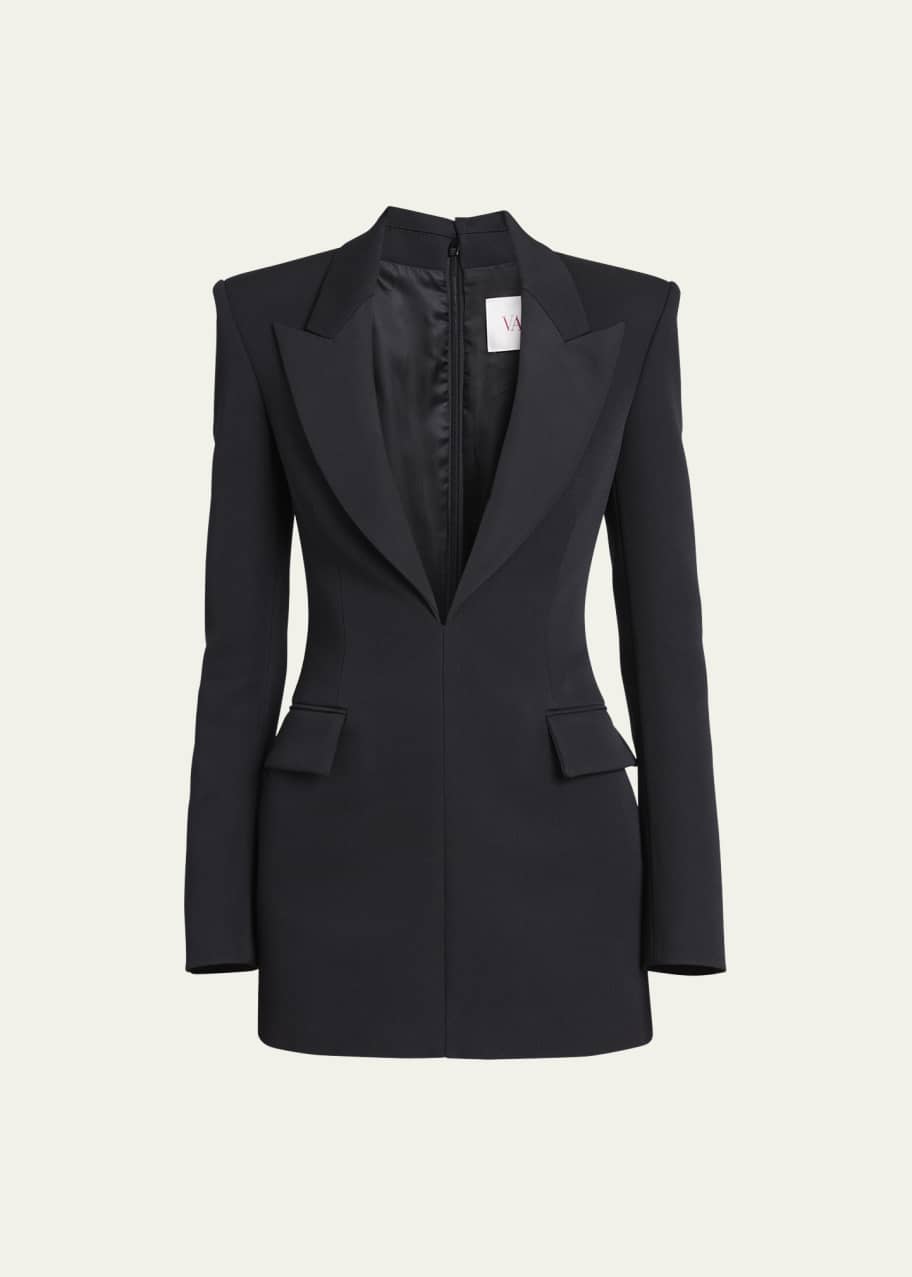 【関税&送料込】Valentino Garavani Black Wool Blend Dress VALENTINO GARAVANI Flared wool and silk-blend crepe maxi