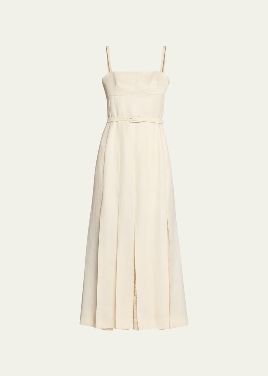 Gabriela Hearst Godard Pleated Midi Dress with Crochet Inserts - Bergdorf  Goodman