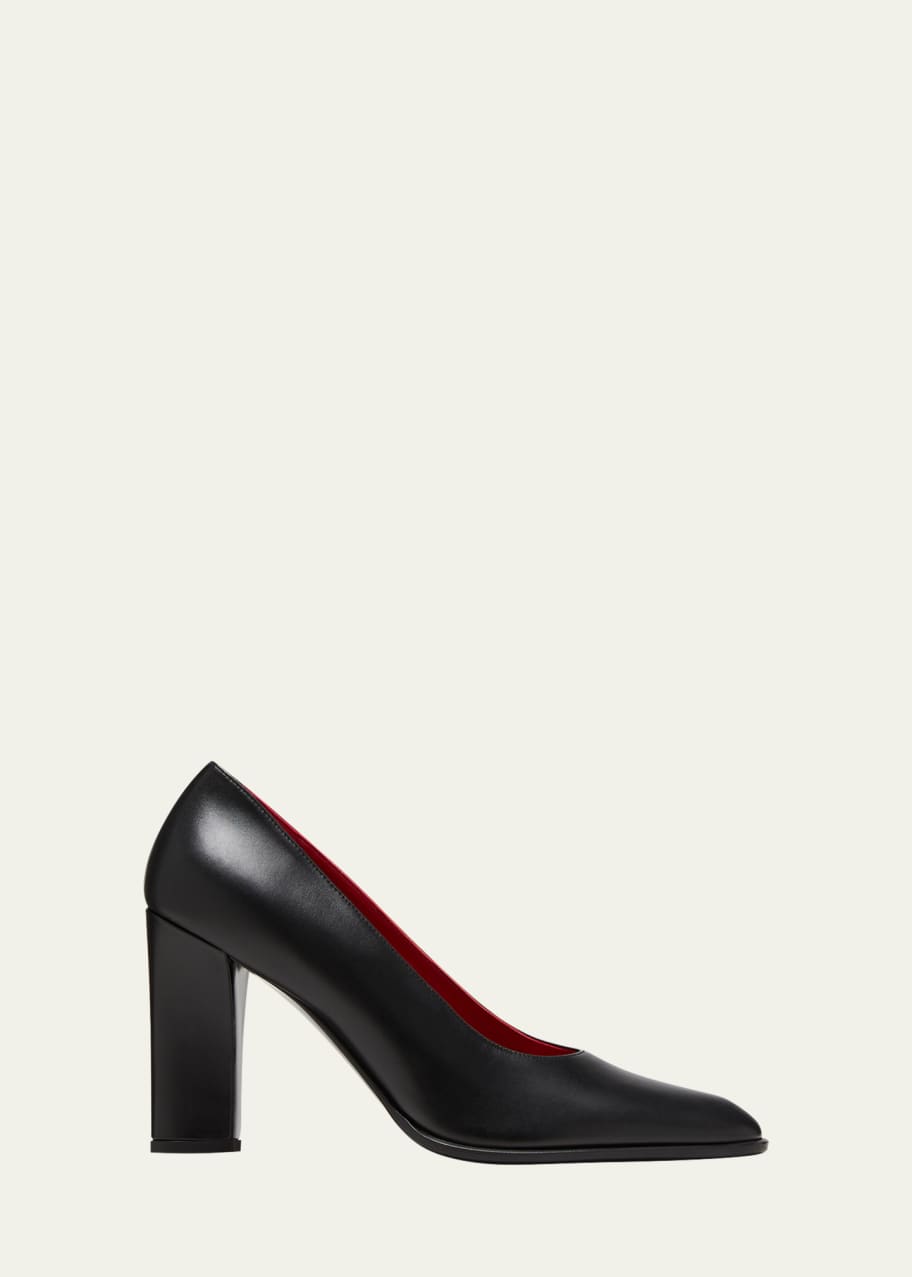 Image 1 of 1: Olivia Calfskin Block-Heel Pumps