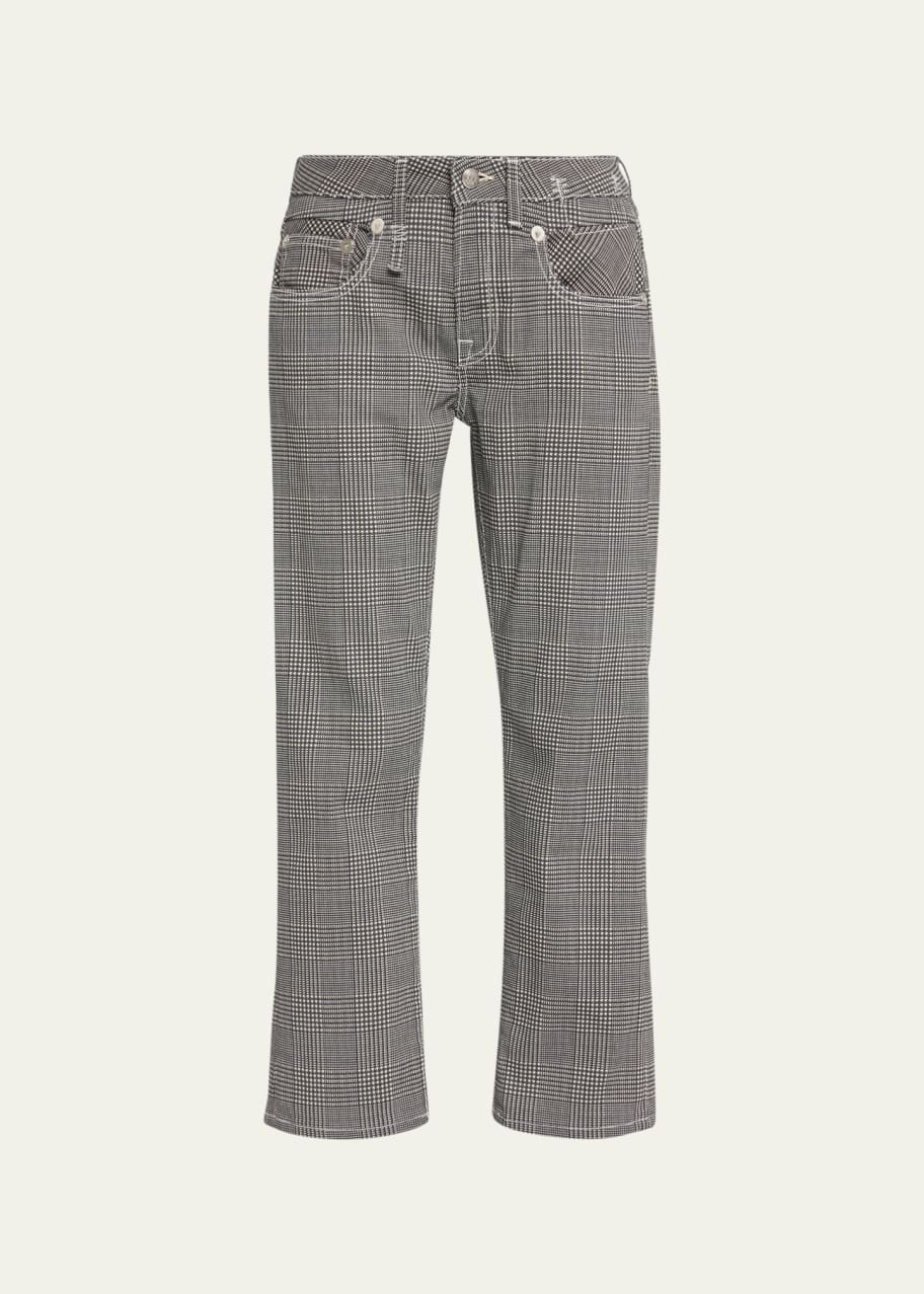 R13 Glen Plaid Low-Rise Straight Cropped Pants Bergdorf Goodman