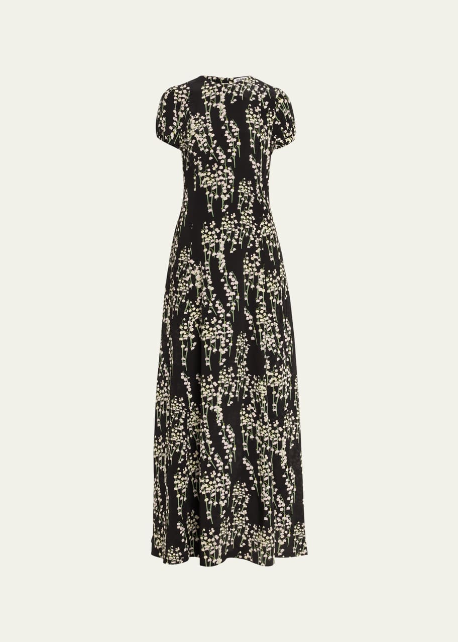 BERNADETTE Roxy Floral Print Short Sleeve Silk Maxi Dress Bergdorf Goodman