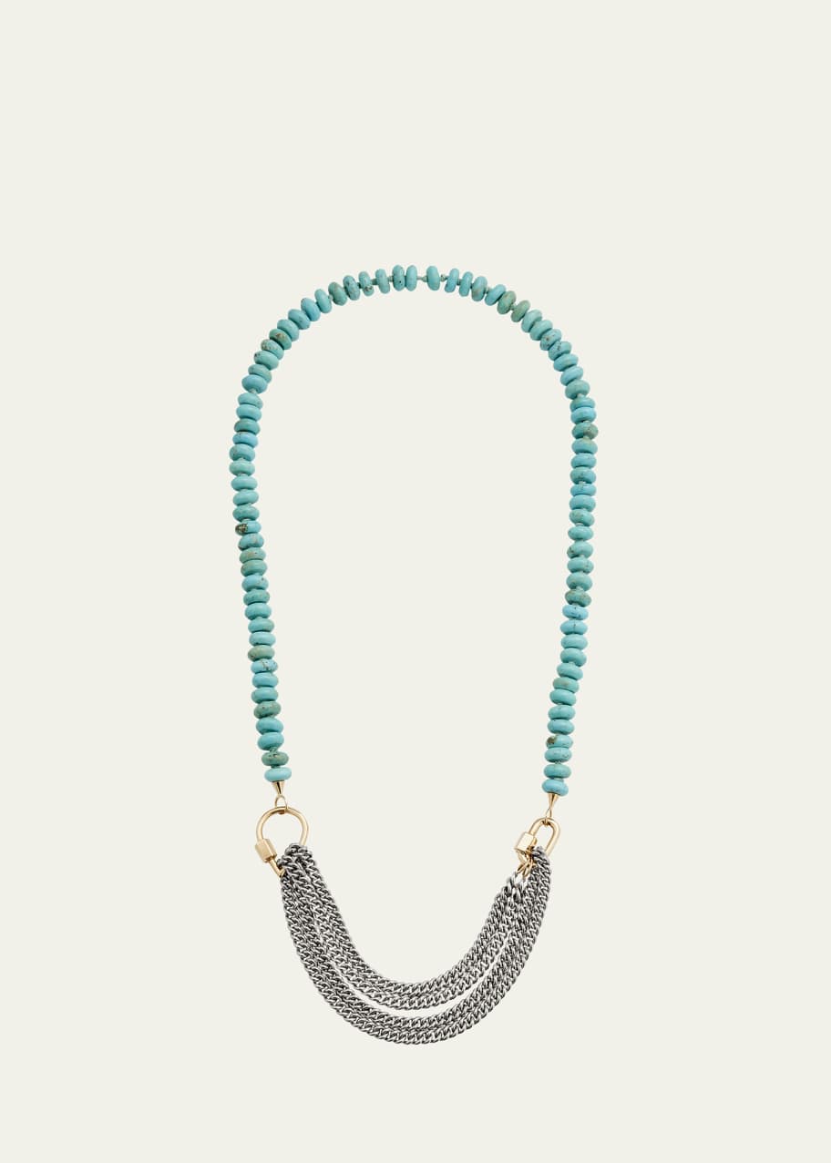 Image 1 of 1: Turquoise Rondelle Chain and Lock Necklace