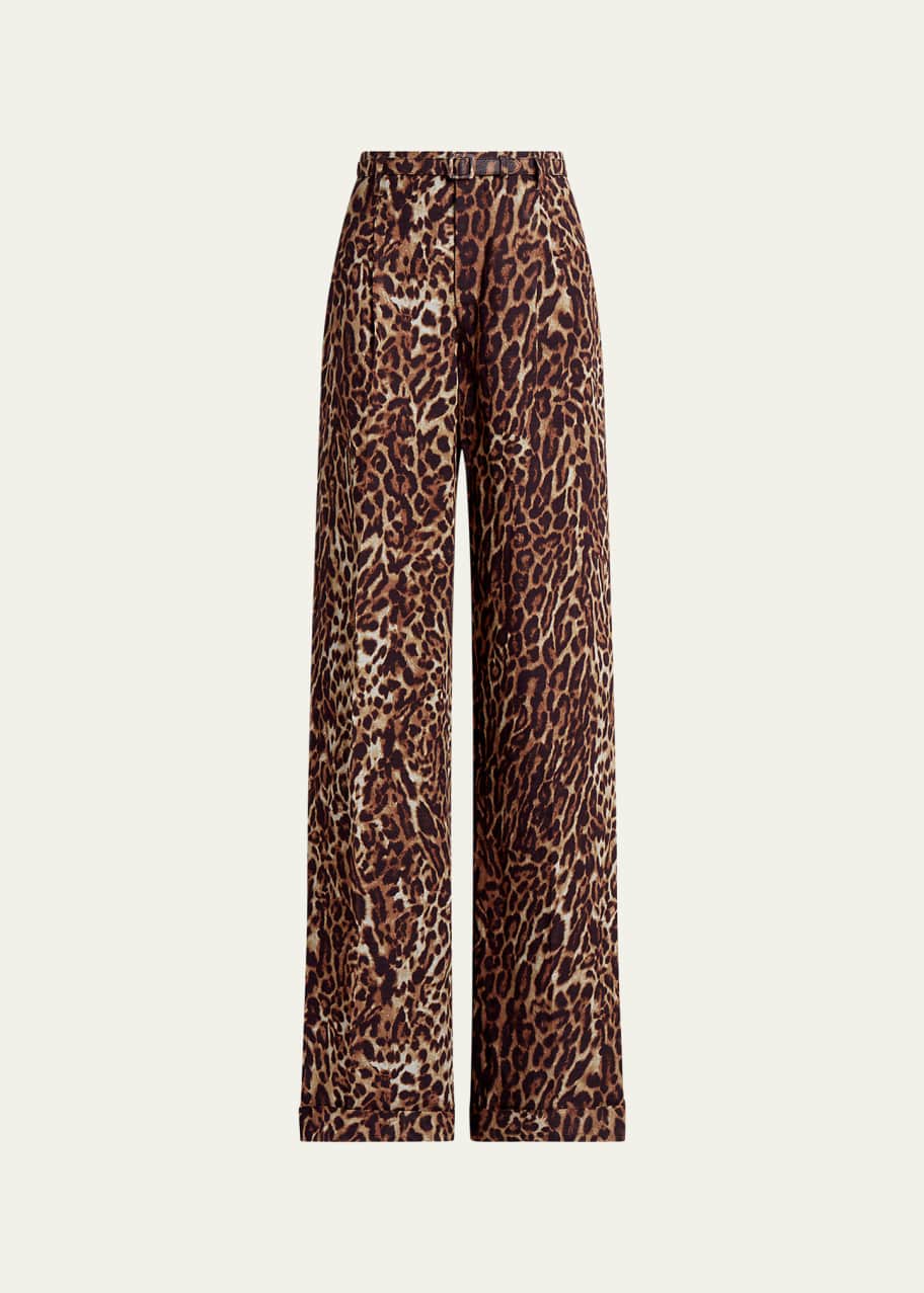 Ralph Lauren Collection Daria Wide-Leg Leopard Print Pants with Belted  Waist - Bergdorf Goodman