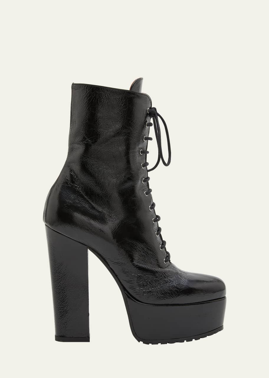 Leather Lace Up Platform Booties