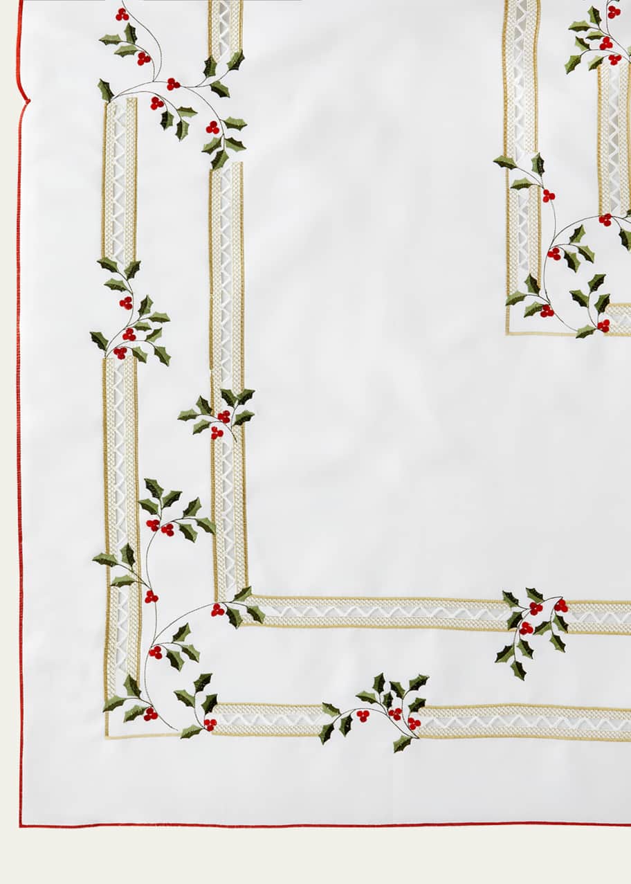 Image 1 of 1: Holly Berry 13-Piece Tablecloth & Napkins Set, 28" x 49"