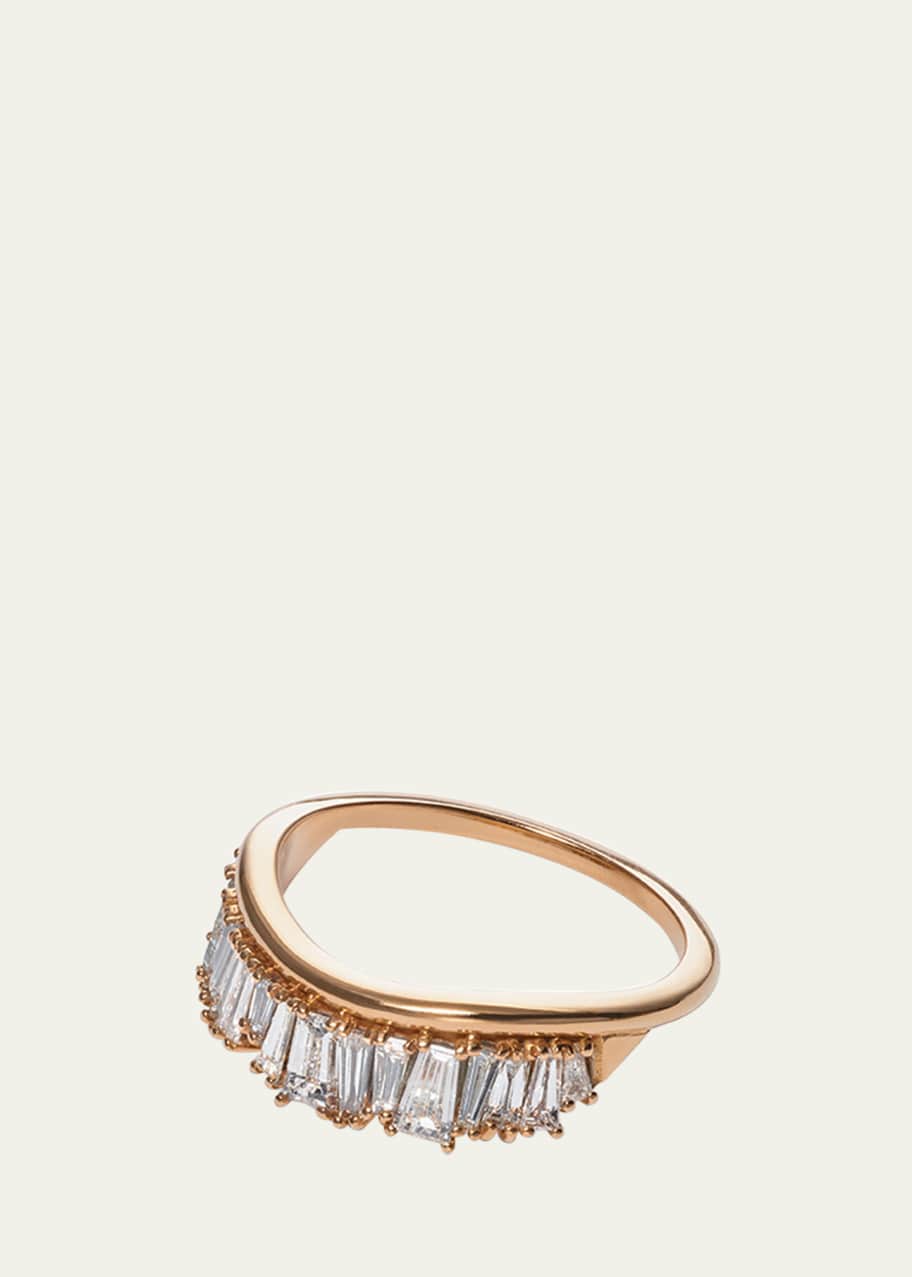 Image 1 of 1: 20K Rose Gold Ruched Diamond Ring with White Diamonds