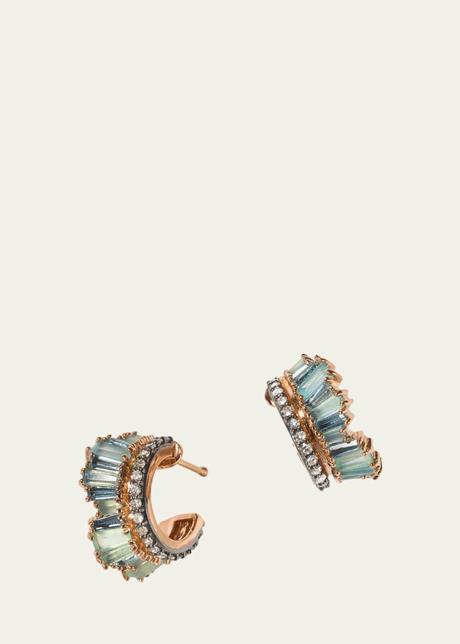 Nak Armstrong 20K Recycled Rose Gold Petite Ruched Hoop Earrings with Blue Peruvian Opal Aquamarine and White Diamonds Bergdorf Goodman